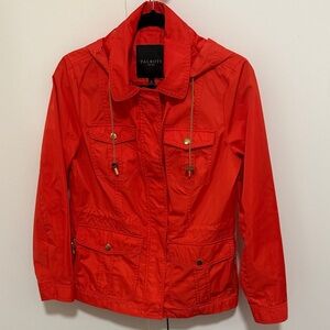Talbots Petites Hooded Anorak Orange Water Repellent Jacket. Size Petite Small.